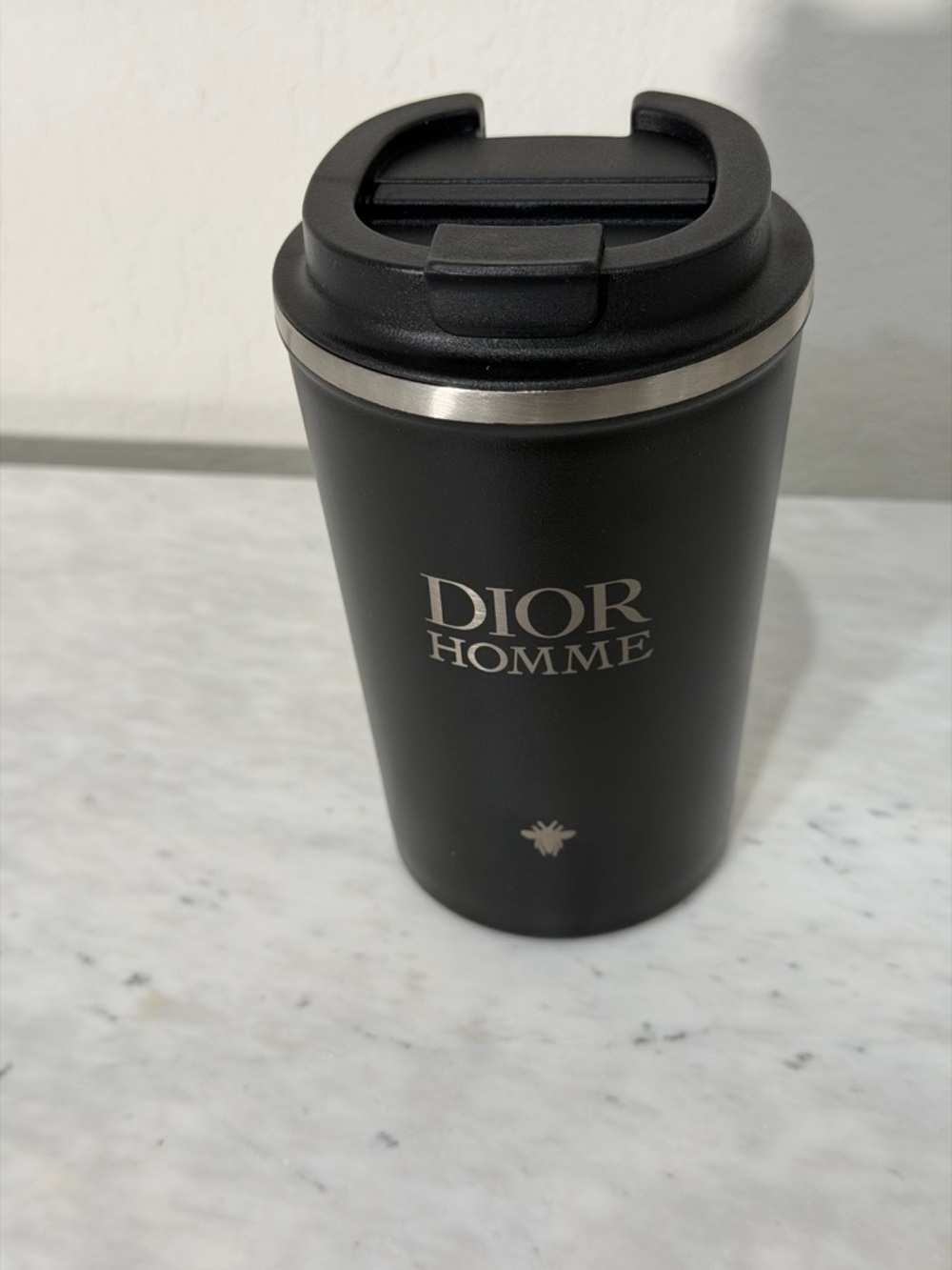 GWP Dior Homme Black Travel Tumbler with Silver Accents